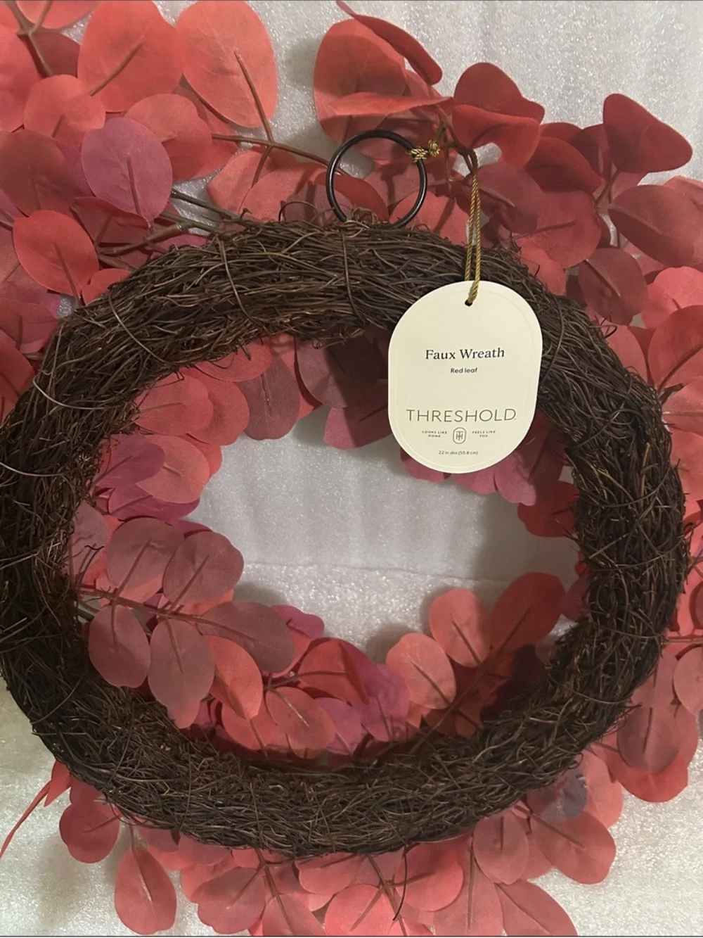 Threshold Red Eucalyptus-Style Holiday Wreath
